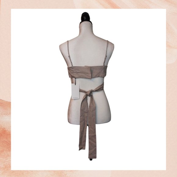 7 For All Mankind Khaki Linen Cut-Out Spaghetti Strap Bustier - Picture 5 of 6